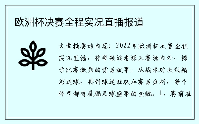 欧洲杯决赛全程实况直播报道